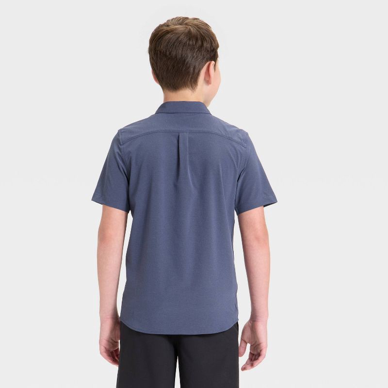 slide 2 of 3, Boys' Short Sleeve Adventure Shirt - All In Motion™ Heather Navy Blue XL, 1 ct