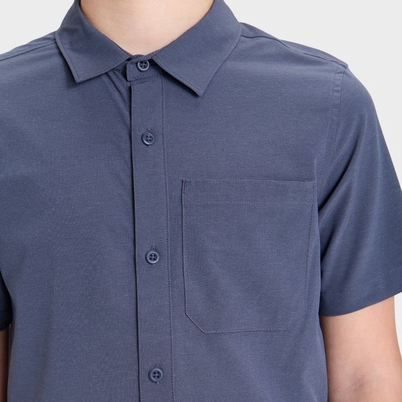 slide 3 of 3, Boys' Short Sleeve Adventure Shirt - All In Motion™ Heather Navy Blue XL, 1 ct