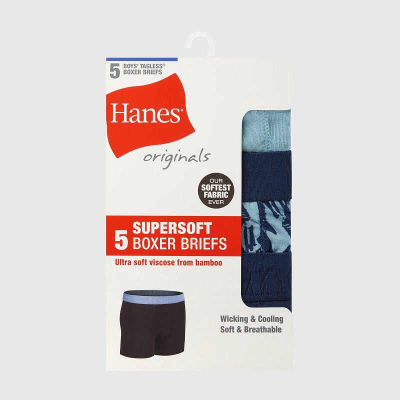 slide 2 of 8, Hanes Boys' 5pk Super Soft Boxer Briefs - M, 5 ct