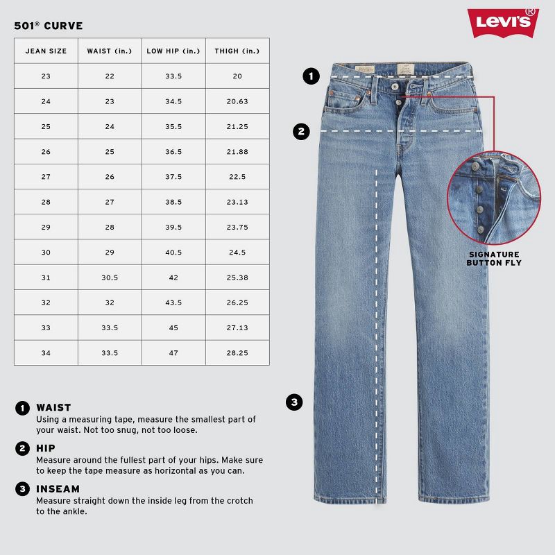 slide 5 of 8, Levi's® Women's 501® Curve Jeans - Solargenic 26, 1 ct