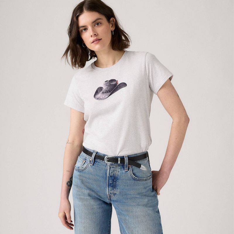slide 3 of 4, Levi's® Women's The Perfect T-Shirt - Moody Cowboy Hat Orbit Heather XXL, 1 ct