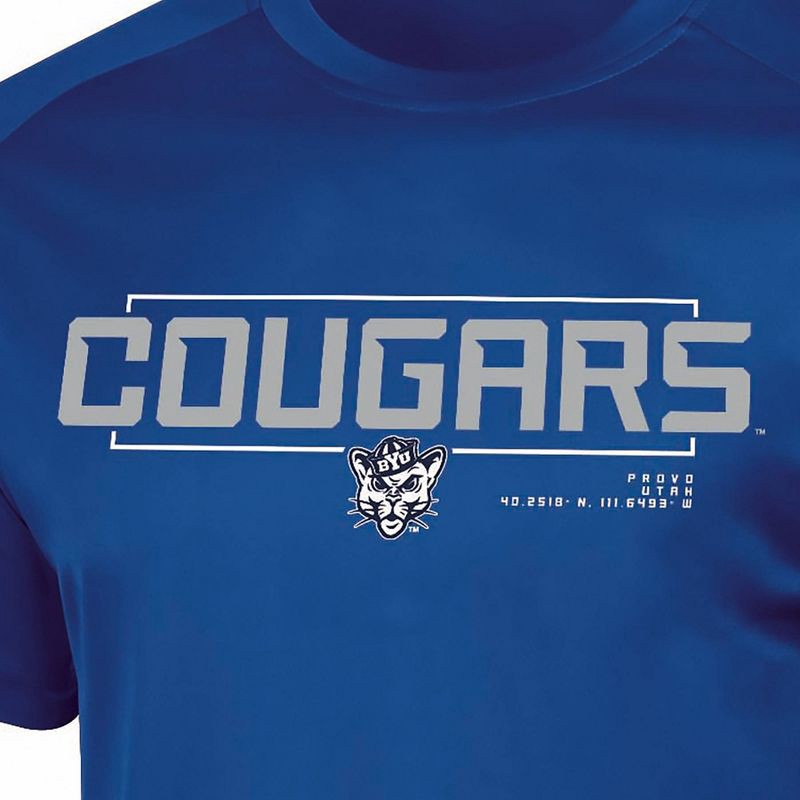 slide 3 of 3, NCAA BYU Cougars Men's Poly T-Shirt - M: Lightweight Crew Neck, Short Sleeve, 1 ct