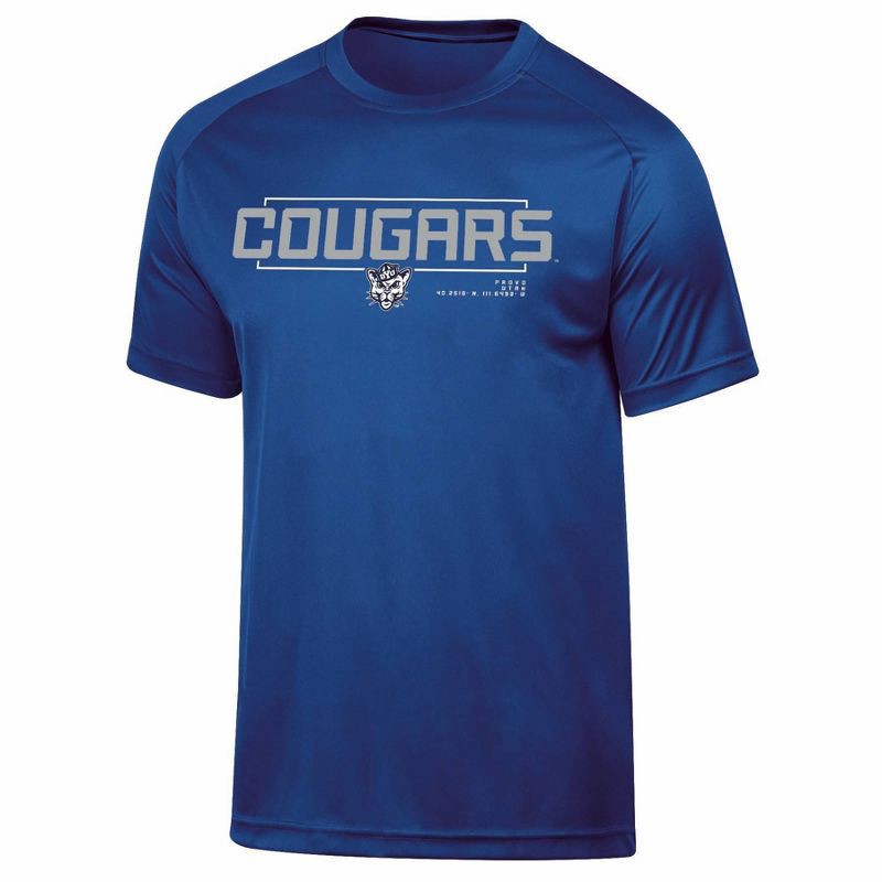 slide 1 of 3, NCAA BYU Cougars Men's Poly T-Shirt - M: Lightweight Crew Neck, Short Sleeve, 1 ct