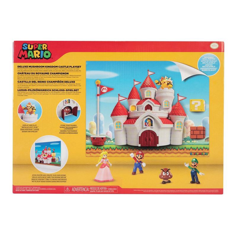 slide 4 of 4, Nintendo 2.5'' Deluxe Mushroom Kingdom Castle Action Figure Playset, 1 ct