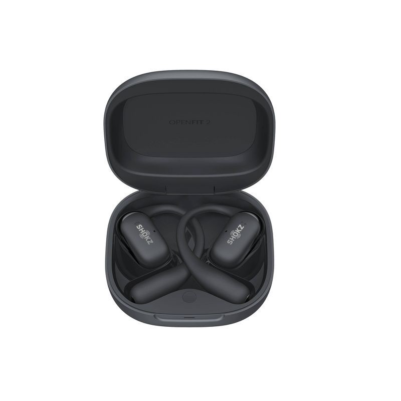 slide 2 of 8, Shokz OpenFit 2 True Wireless Bluetooth Headphones - Black T920-ST-BK-US: USB-C Connection, Built-In Mic, Sweat-Resistant, Silicone Ear Cushions, 1 ct