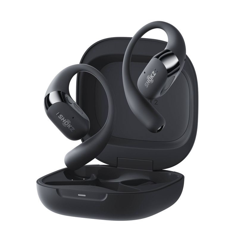 slide 5 of 8, Shokz OpenFit 2 True Wireless Bluetooth Headphones - Black T920-ST-BK-US: USB-C Connection, Built-In Mic, Sweat-Resistant, Silicone Ear Cushions, 1 ct