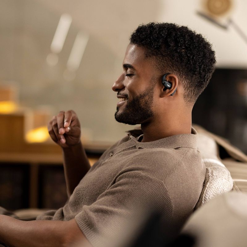 slide 6 of 8, Shokz OpenFit 2 True Wireless Bluetooth Headphones - Black T920-ST-BK-US: USB-C Connection, Built-In Mic, Sweat-Resistant, Silicone Ear Cushions, 1 ct