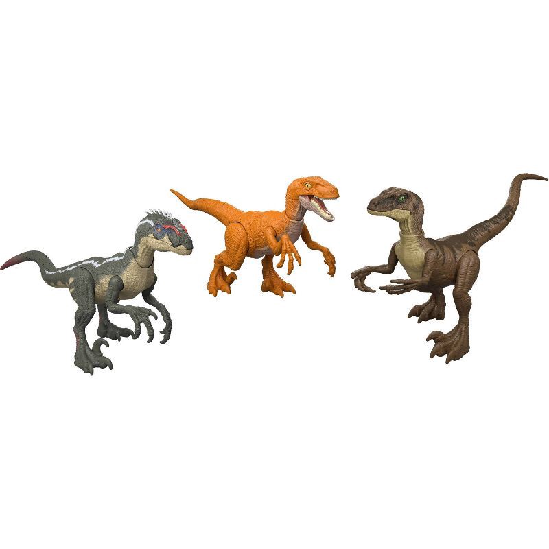 slide 12 of 12, Jurassic World Jurassic Park I II and III Velociraptor Trilogy Set, 3 Action Figures with Attack, 1 ct