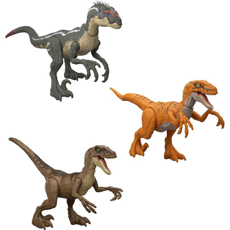 slide 6 of 12, Jurassic World Jurassic Park I II and III Velociraptor Trilogy Set, 3 Action Figures with Attack, 1 ct