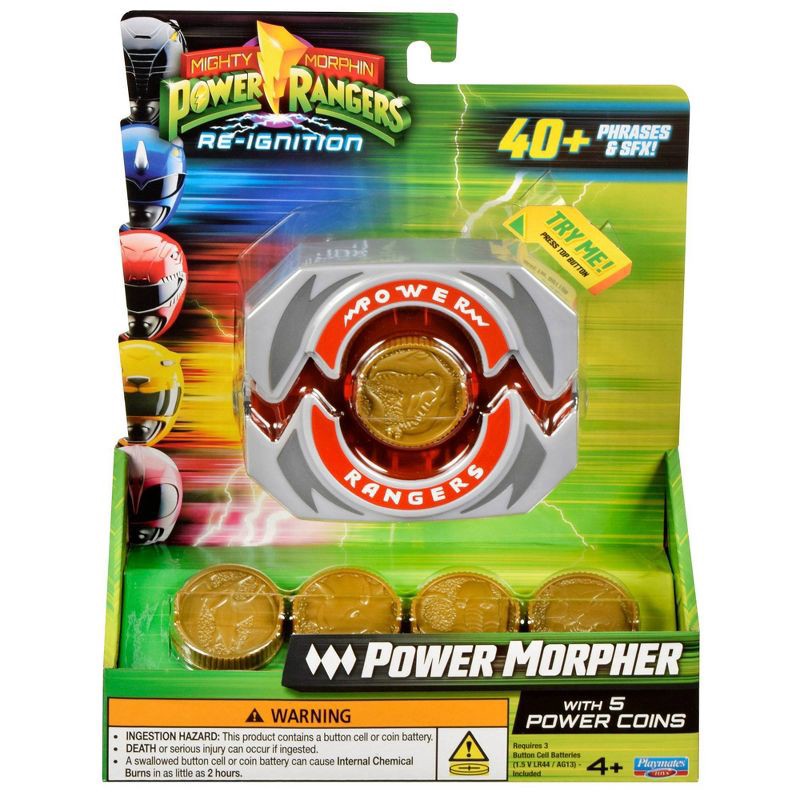 slide 10 of 11, Mighty Morphin Power Rangers Re-Ignition Power Morpher Roleplay Toy with Lights, Sounds and 5 Power Coins, 1 ct