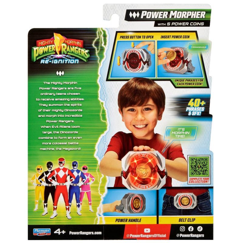slide 11 of 11, Mighty Morphin Power Rangers Re-Ignition Power Morpher Roleplay Toy with Lights, Sounds and 5 Power Coins, 1 ct
