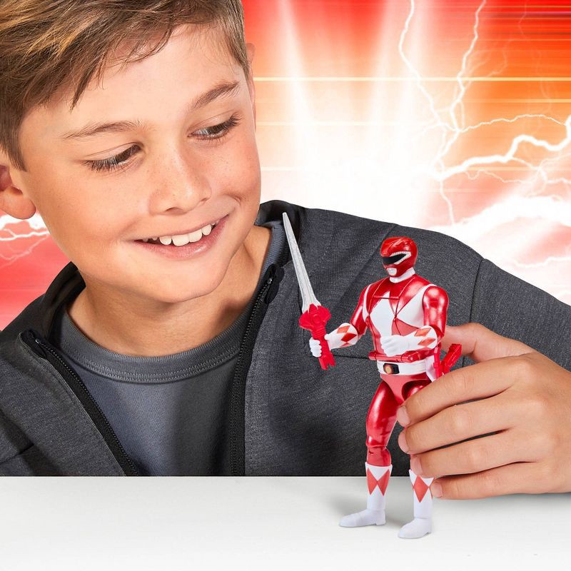 slide 4 of 10, Mighty Morphin Power Rangers Re-Ignition Auto-Morphin 6pk Battle Set with Red, Blue, Pink, Yellow, Black Rangers + Exclusive Goldar, 6 ct