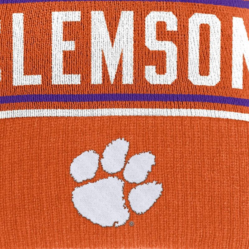 slide 3 of 4, NCAA Clemson Tigers Cuffed Knit Pom Beanie, 1 ct