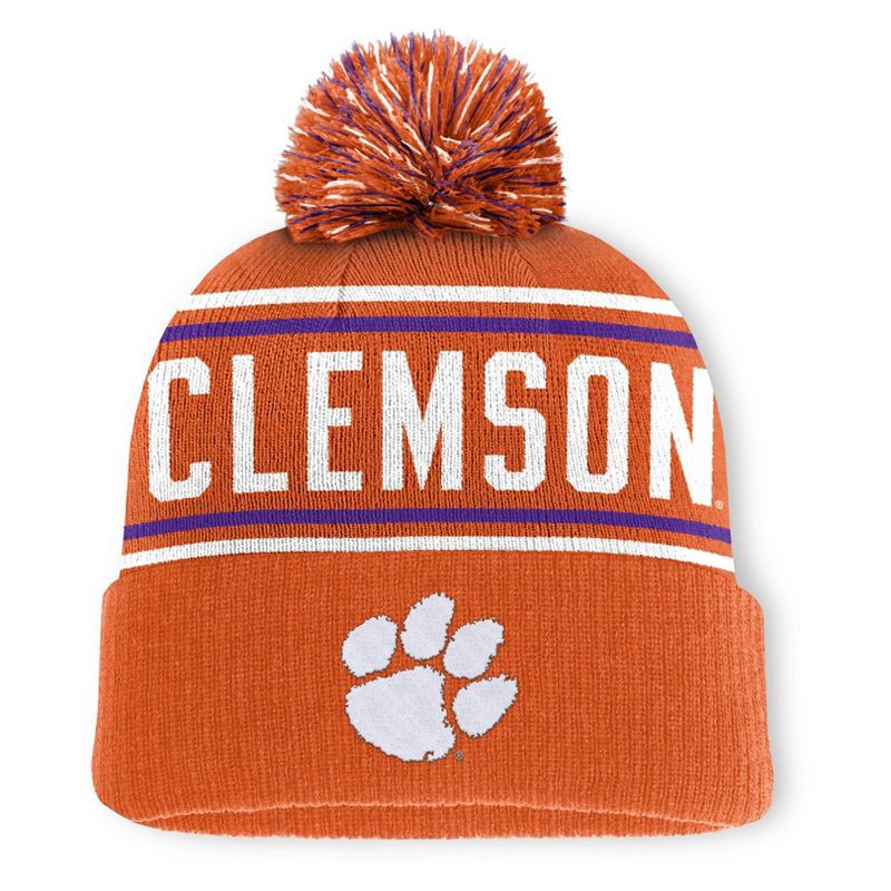 slide 1 of 4, NCAA Clemson Tigers Cuffed Knit Pom Beanie, 1 ct