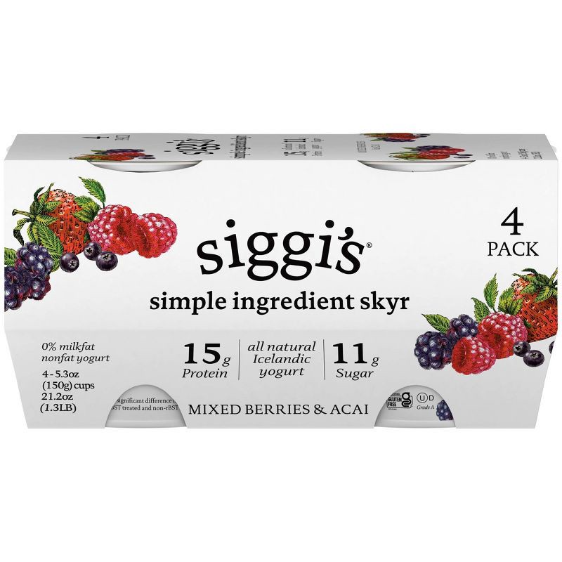 slide 2 of 7, siggi's Acai and Mixed Berry Traditional Yogurt Cups - 5.3oz/4ct, 4 ct; 5.3 oz