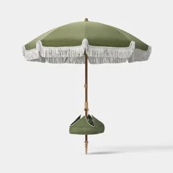 6' Round Outdoor Patio Beach Umbrella with Fringe Green - Threshold™