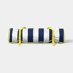 2'6"x6' Rectangular Outdoor Striped Beach Mat Navy - Room Essentials™