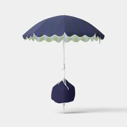 5.8' Round Outdoor Patio Beach Umbrella Navy Blue - Room Essentials™