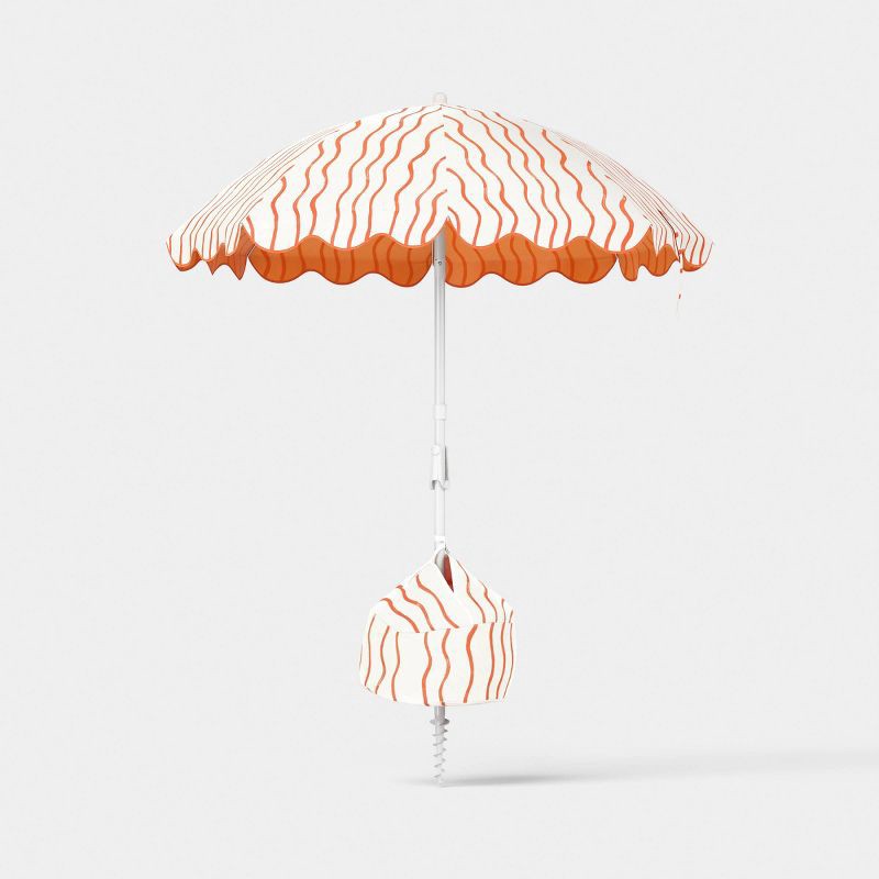 slide 1 of 7, 6' Round Striped Beach Umbrella Orange - Room Essentials™, 1 ct