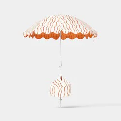 6' Round Striped Beach Umbrella Orange - Room Essentials™