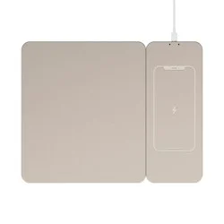 North Wireless Charging Mouse Pad - Beige: Polyurethane Desk Accessory