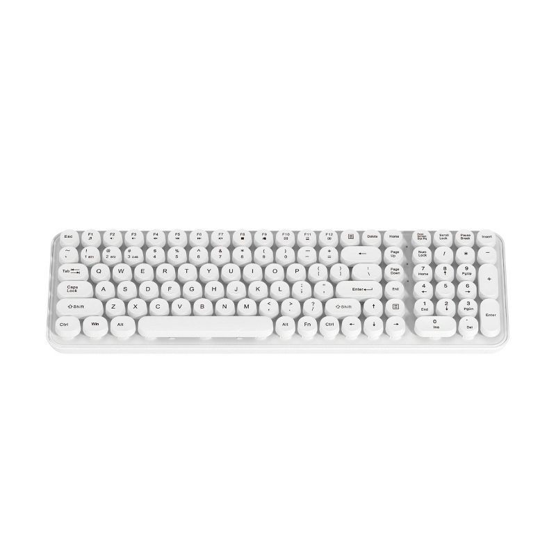 slide 2 of 3, North Full Size Round Pop Key Wireless Keyboard - White: 105 Keys, Radio Frequency, 1 ct
