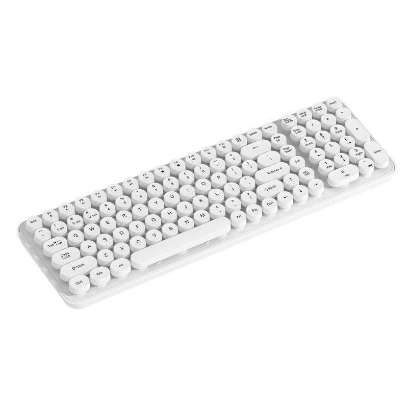 slide 1 of 3, North Full Size Round Pop Key Wireless Keyboard - White: 105 Keys, Radio Frequency, 1 ct