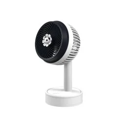 Gems Portable Desk Fan - White: Rechargeable Small Desktop Fan with USB Cable