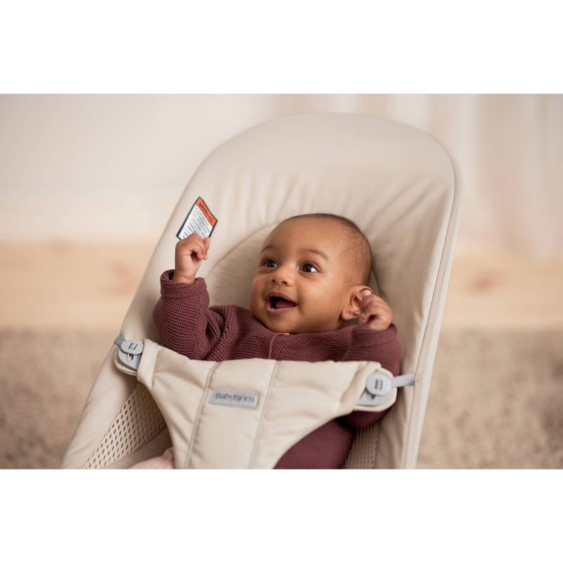 slide 4 of 9, BabyBjorn Bouncer Tri-Fabric with Toy Bar - Beige, 1 ct