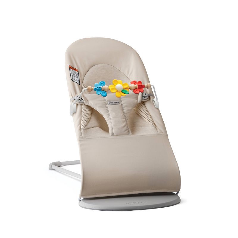 slide 1 of 9, BabyBjorn Bouncer Tri-Fabric with Toy Bar - Beige, 1 ct