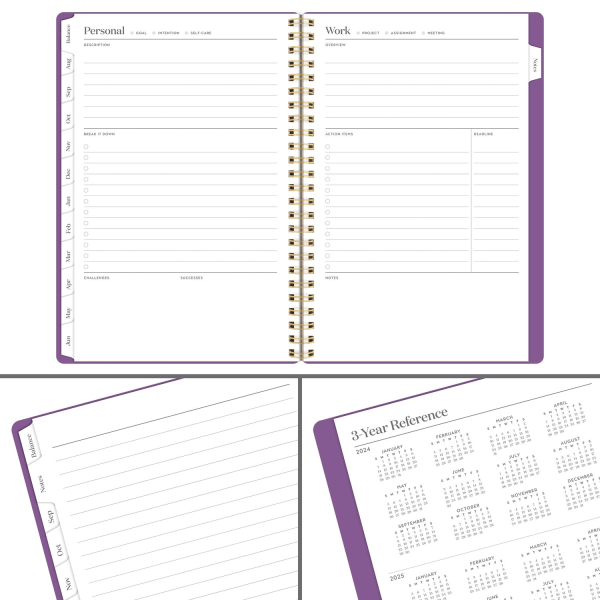 slide 6 of 10, 2024-2025 Cambridge Workstyle Balance Weekly/Monthly Academic Planner, 5-1/2"" X 8-1/2"", Purple Swirl, July 2024 To June 2025, 1606-200A-19, 1 ct