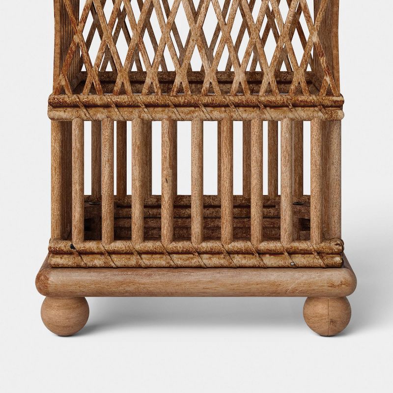 slide 4 of 5, Open Weave Battery/Solar LED Outdoor Small Lantern Beige - Threshold™, 1 ct