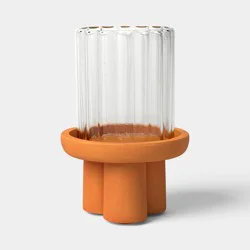 9"x6" Terracotta with Glass Lantern - Threshold™