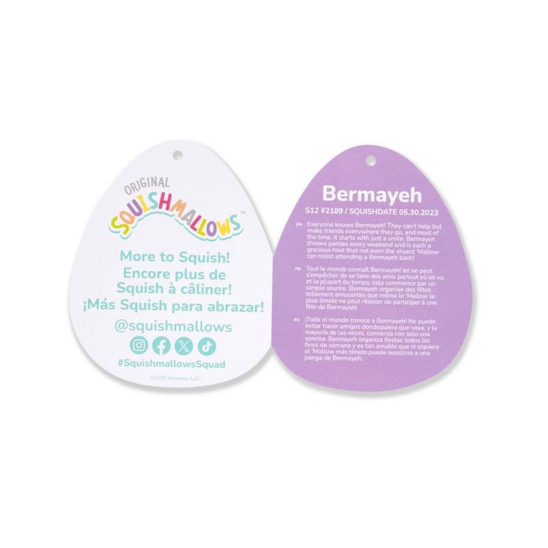 slide 5 of 11, Squishmallows 12" Bermayeh Blue Ball with Fuzzy White Belly and Flower Medium Plush, 12 in