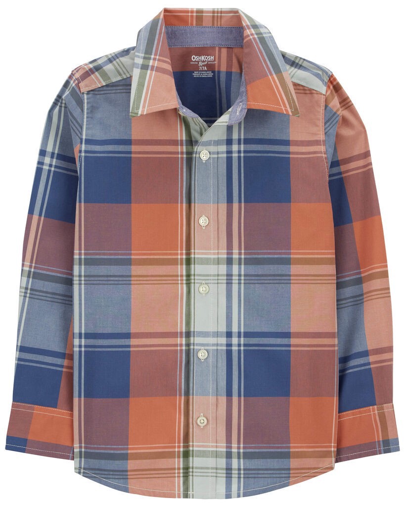 slide 3 of 3, Oshkosh Kid Plaid Button-Front Shirt Multi 6, 1 ct
