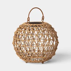 Open Weave LED Small Outdoor Lantern Beige - Threshold™