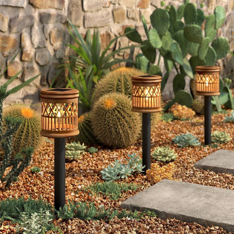 slide 2 of 3, Woven Single Solar LED Outdoor Path Light Black - Threshold™, 1 ct