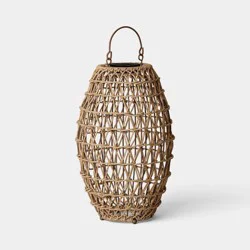 Open Weave LED Medium Outdoor Lantern Beige - Threshold™