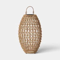 Open Weave LED Large Outdoor Lantern Beige - Threshold™