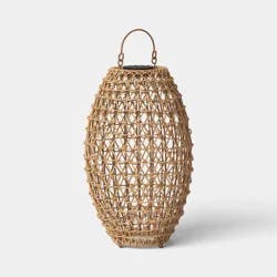 Open Weave LED Large Outdoor Lantern Beige - Threshold™