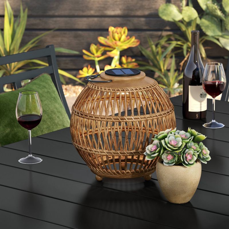 slide 2 of 5, Open Weave Battery/Solar LED Outdoor Medium Lantern - Threshold™, 1 ct