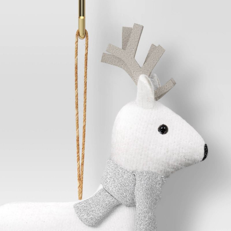 slide 3 of 3, Christmas Fabric Deer Ornament White - Wondershop™, 1 ct