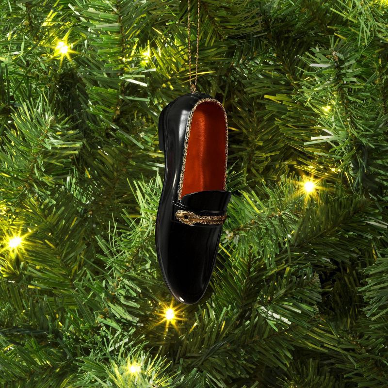 slide 2 of 3, 4" Christmas Resin Fancy Loafers Ornament Black - Wondershop™, 1 ct