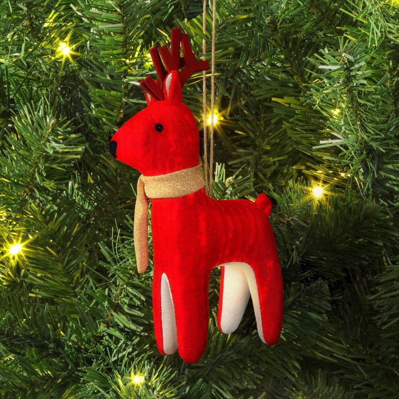 slide 2 of 3, Christmas Fabric Deer Ornament Red - Wondershop™, 1 ct