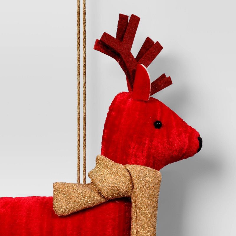 slide 3 of 3, Christmas Fabric Deer Ornament Red - Wondershop™, 1 ct