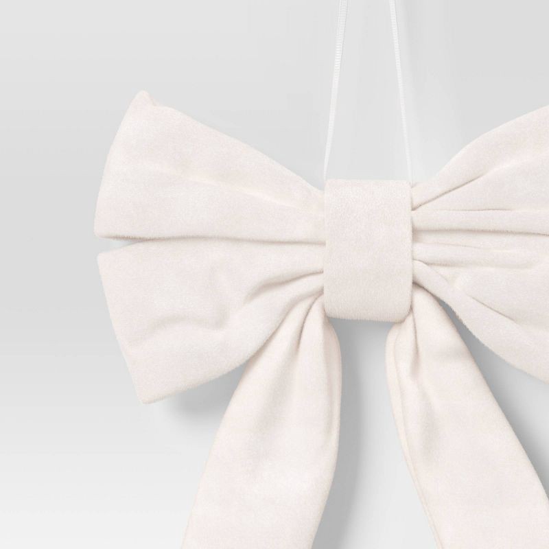 slide 3 of 3, 6.5" Christmas Velvet Bow Ornament White - Wondershop™, 1 ct