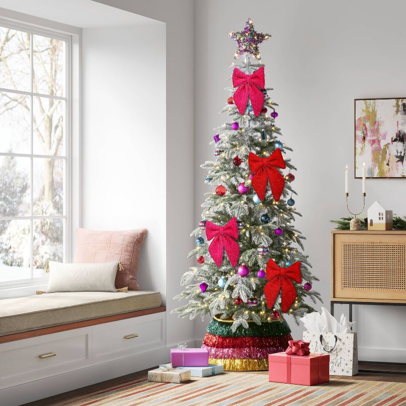 slide 2 of 3, 6.5" Christmas Tinsel Bow Ornament Red - Wondershop™, 1 ct