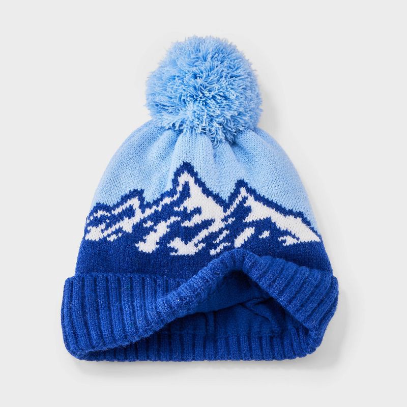 slide 2 of 3, Toddler Boys' Mountainscape Striped Beanie - Cat & Jack™ Blue 12-24M, 1 ct