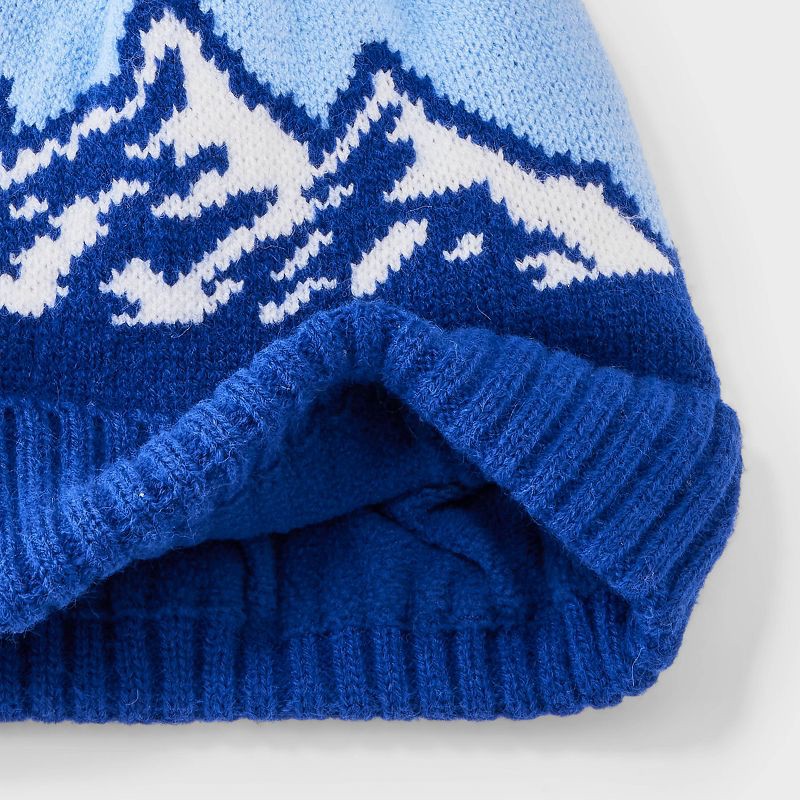 slide 3 of 3, Toddler Boys' Mountainscape Striped Beanie - Cat & Jack™ Blue 12-24M, 1 ct