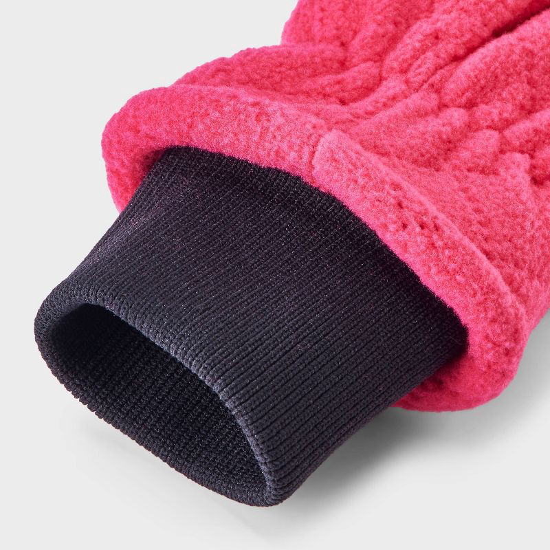 slide 3 of 3, Toddler Quilted Fleece Mittens - Cat & Jack™ Pink 2T-5T, 1 ct